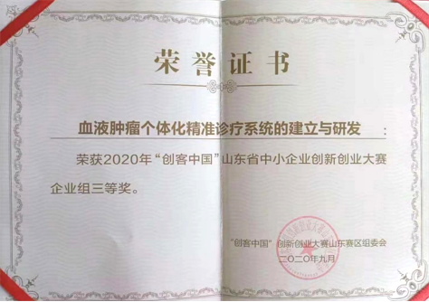 喜讯！瀚顺医疗荣获2020年“创客中国”山东省中小企业创新创业大赛总决赛企业组三等奖